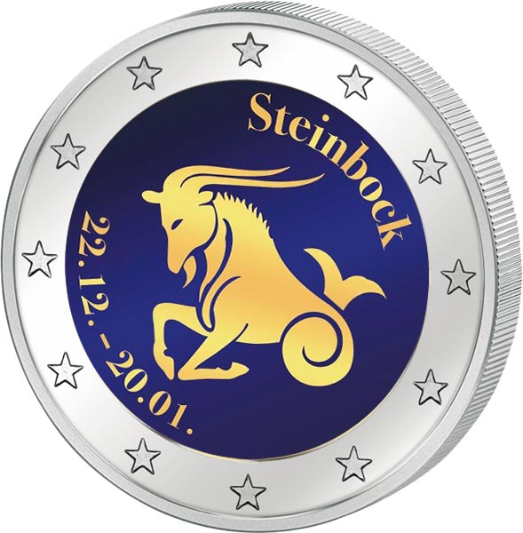 2 Euro BRD Sternzeichen Steinbock 2023 mit Farb-Applikation